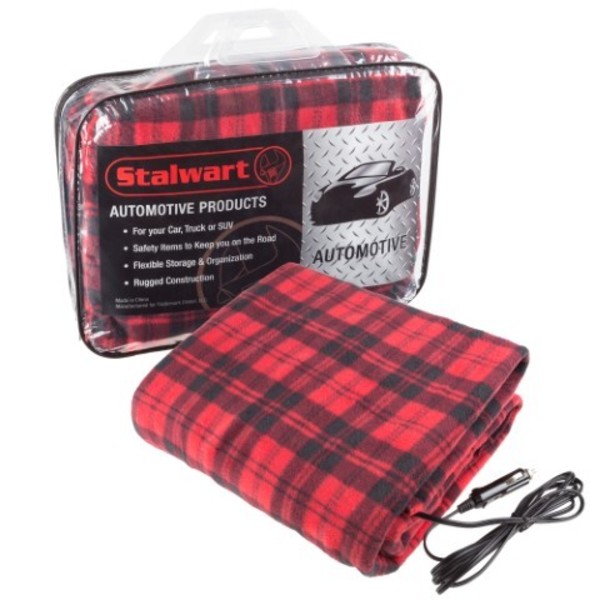 Fleming Supply Fleming Supply Heated Car Blanket, 12V Electric Fleece Travel Throw for Cars, Trucks, RVs (Red/Black) 788309CQL